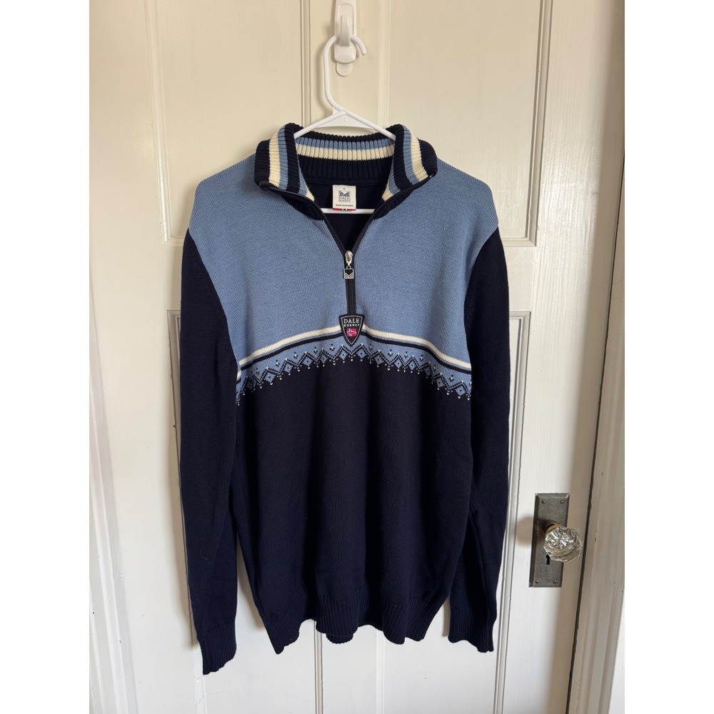 Dale of Norway men's Lahti blue colorblock wool sweater size xl